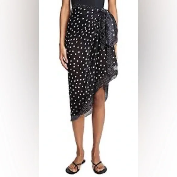 NWOT SOLID & STRIPED Pareto Sarong in Black Polka Dot - Picture 4 of 7